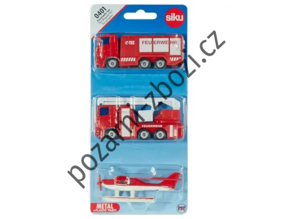 Auto Hasiči SIKU 0401, cisterna, žebřík, hydroplán obr.1