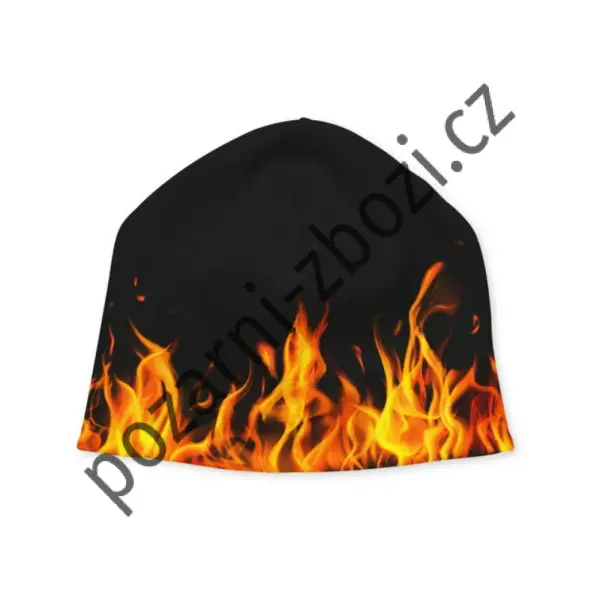 Čepice podzimní, fleecový kulich s plameny