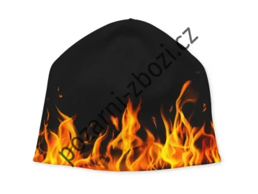 Čepice podzimní, fleecový kulich s plameny