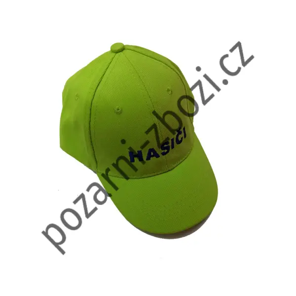 Dětská žlutozelená čepice s výšivkou HASIČI obr.1