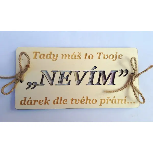 Dřevěná dárková obálka na bankovky - NEVÍM