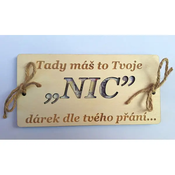 Dřevěná dárková obálka na bankovky - NIC
