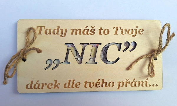 Dřevěná dárková obálka na bankovky - NIC