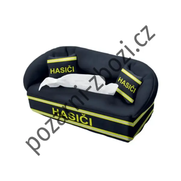Gauč na krabici papírových kapesníků Hasiči obr.1
