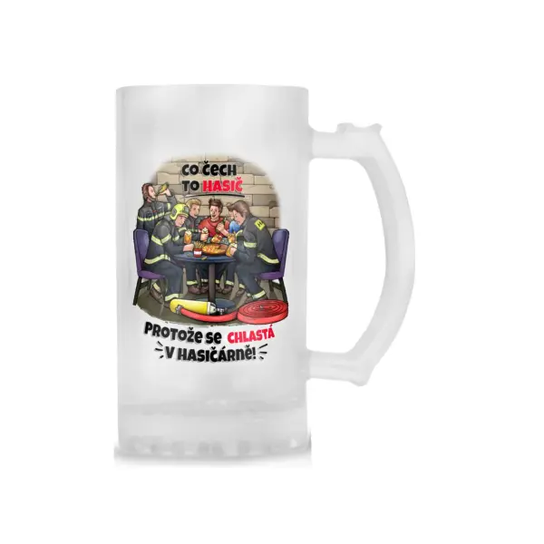 Hasičský skleněný půllitr, korbel na pivo