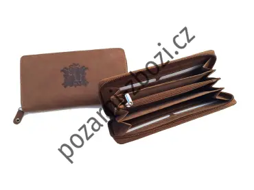 Kožená peněženka dámská, velká s SDH znakem otevřená