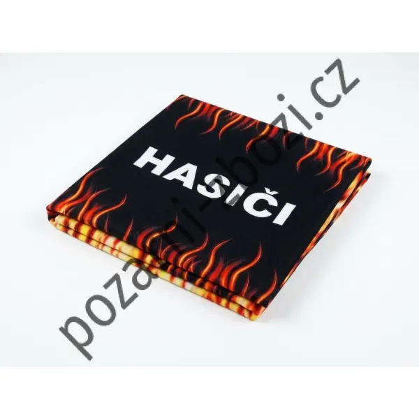 Osuška plamen a nápis HASIČI