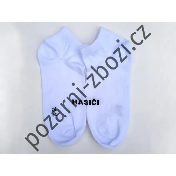 Ponožky - bavlněné bílé kotníkové s nápisem HASIČI obr.1