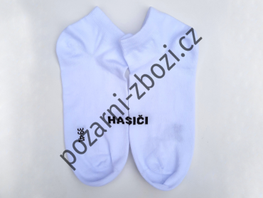 Ponožky - bavlněné bílé kotníkové s nápisem HASIČI obr.1