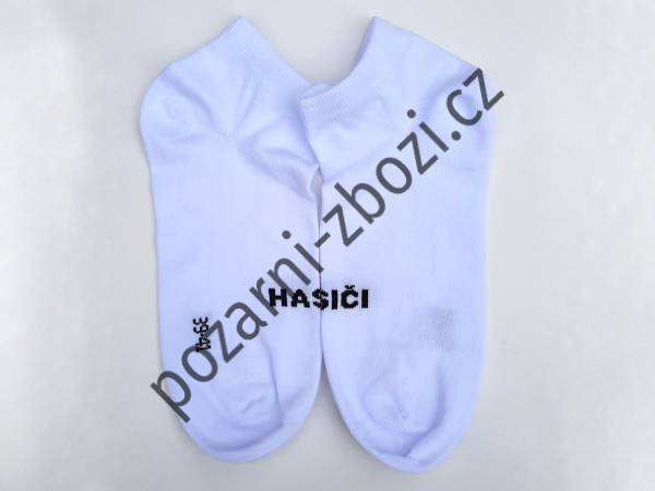 Ponožky - bavlněné bílé kotníkové s nápisem HASIČI obr.1