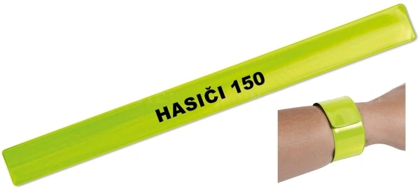 Reflexní páska žlutá s nápisem HASIČI 150