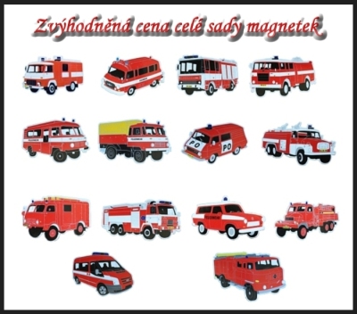 Sada magnetů hasičských autíček